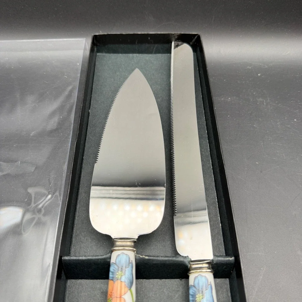 Villeroy & Boch Sheffield Cake Pie Serving Set Knife Poppies Floral New